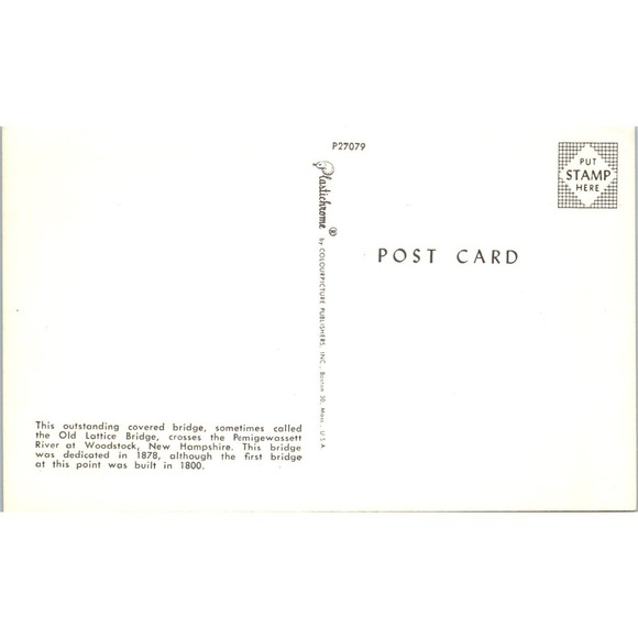 Pemigewasset River Bridge Woodstock NH Vintage Covered Bridge Postcard PD6 - Picture 2 of 2